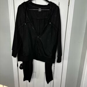 Cali athleisure 2pc black set plus size 1x hoodie leggings 27” inseam